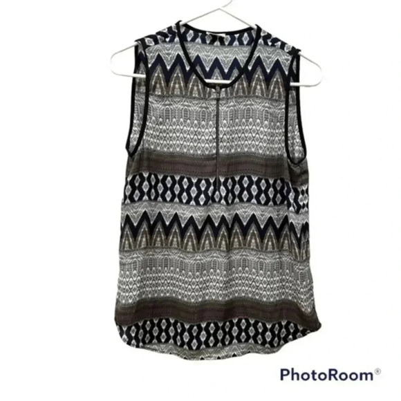 L'Agence Striped Moraccan Print Tank Sleeveless Top 2 - Picture 1 of 7